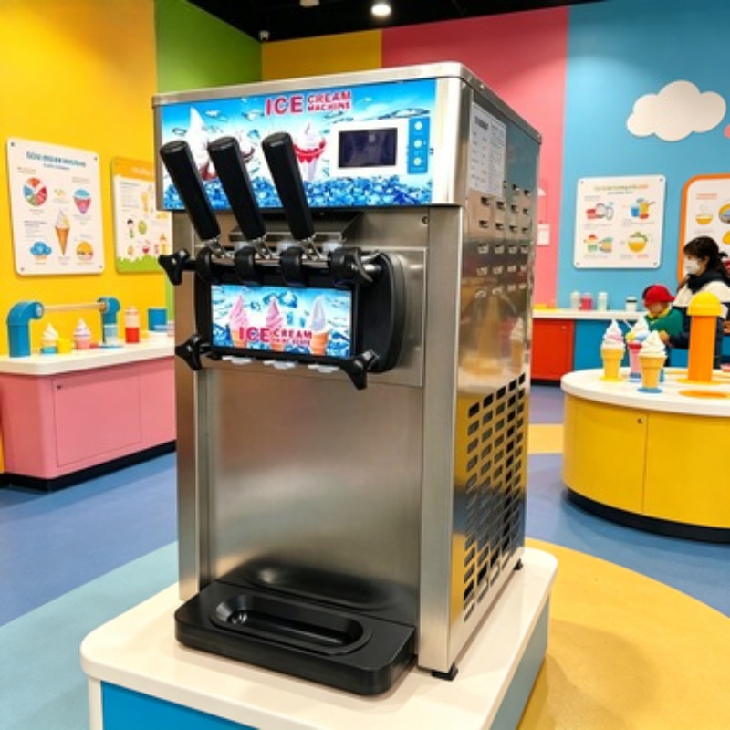 Soft Serve Ice Cream Machine - Vloerstaande ijsmachine met 5 dispensers, commerciële