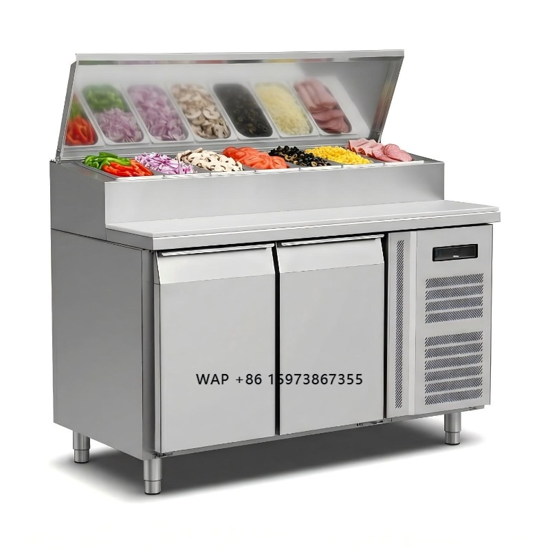 Commercial Kitchen Tables - OEM Koelkast voor sandwichbereiding, 2-deurs, roestvrij
