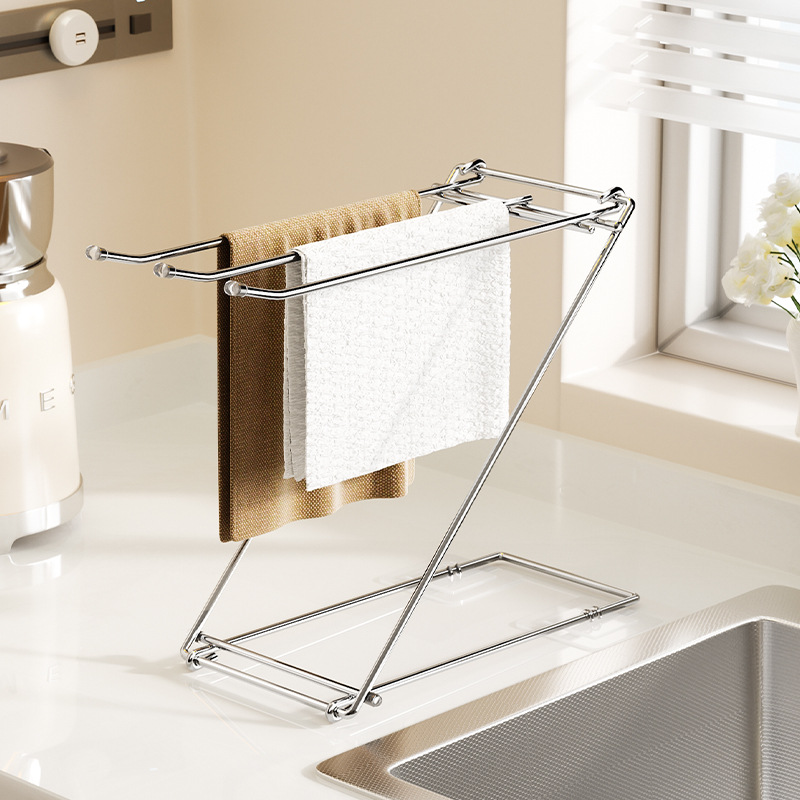 Commercial Kitchen Towels - HeMu Opvouwbare Z-vormige handdoekhouder, roestvrijstalen handdoekrek