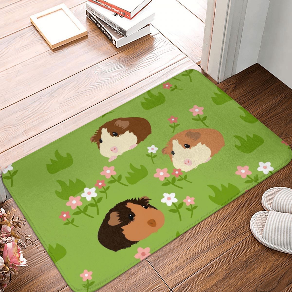Commercial Kitchen Door - Cavia met bloemen Groen gras Deurmat
