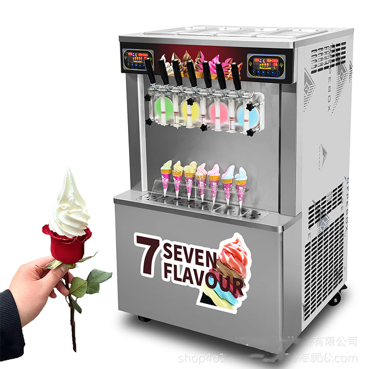 Soft Serve Ice Cream Machine - Commerciële soft serve ijsmachine, 7 smaken,