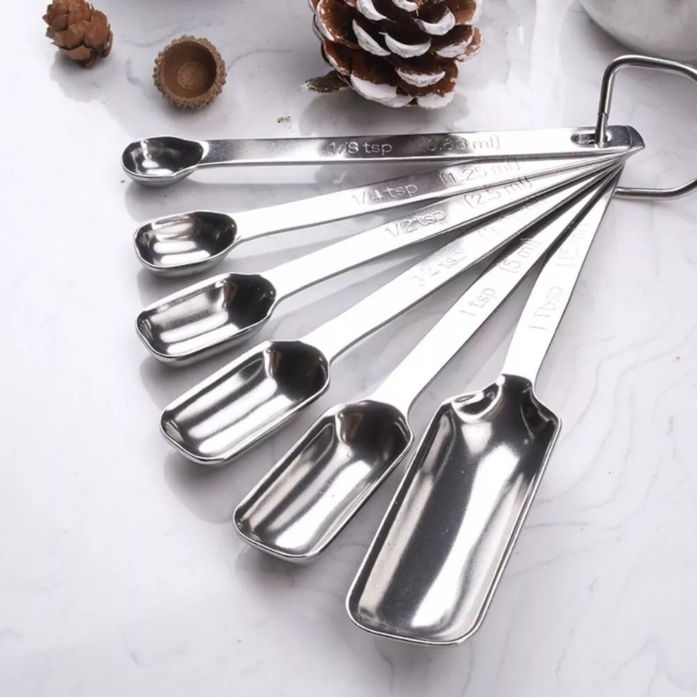Commercial Kitchen Products - 6 Stuks Roestvrijstalen Maatlepels Met Weegschaal