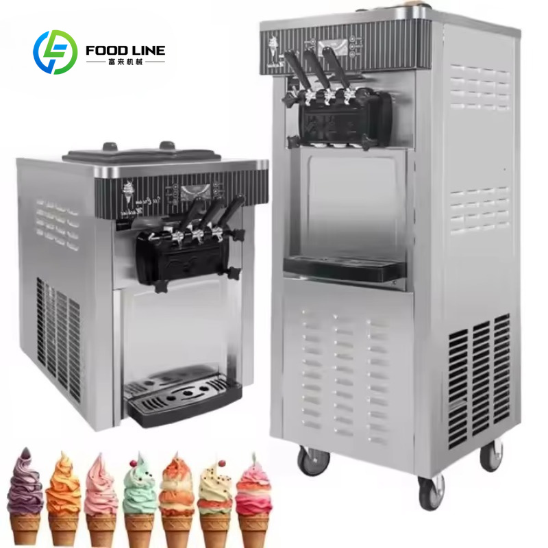 Soft Serve Ice Cream Machine - Geavanceerde verticale/desktop softijsmachine met 3 smaken,