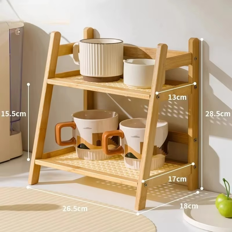 Retro bamboe 2-laags opbergrek - Commercial Kitchen Tables recensie en prijs