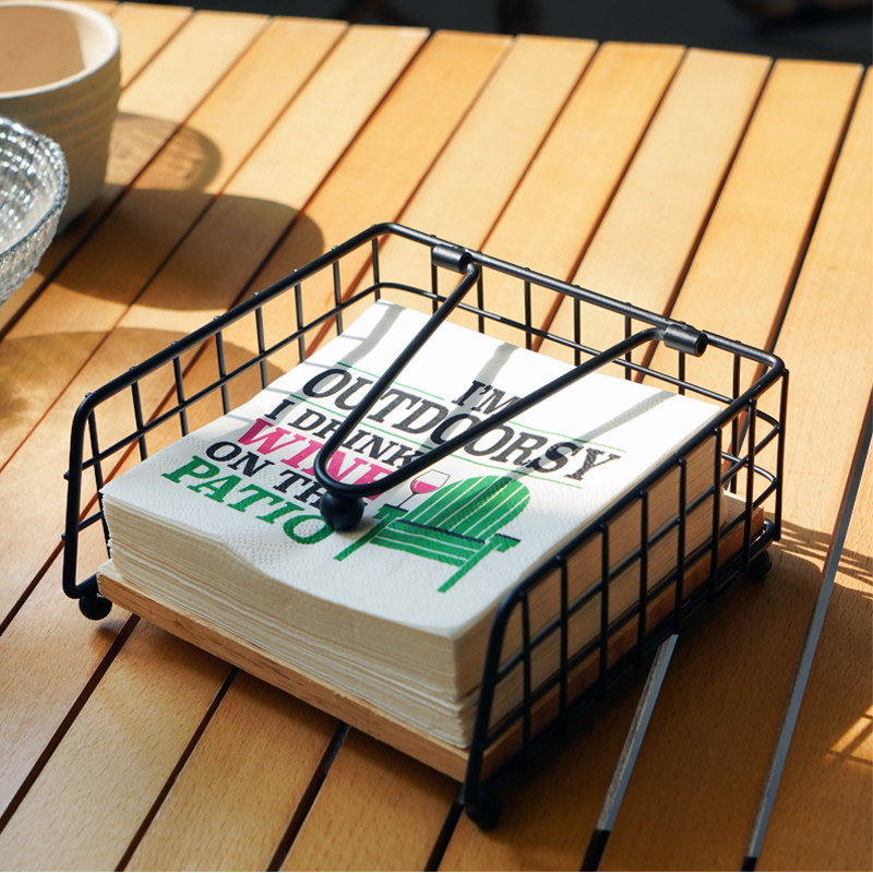 Vierkante houten servethouder, - Commercial Kitchen Towels recensie en prijs